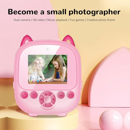 Instant Print Camera for Kids - 1080P HD, 48MP, SD Card, Bluetooth, Free App, 3 Rolls Print Paper, Stickers, Fun Filters, Gift for Boys and Girls - Pink