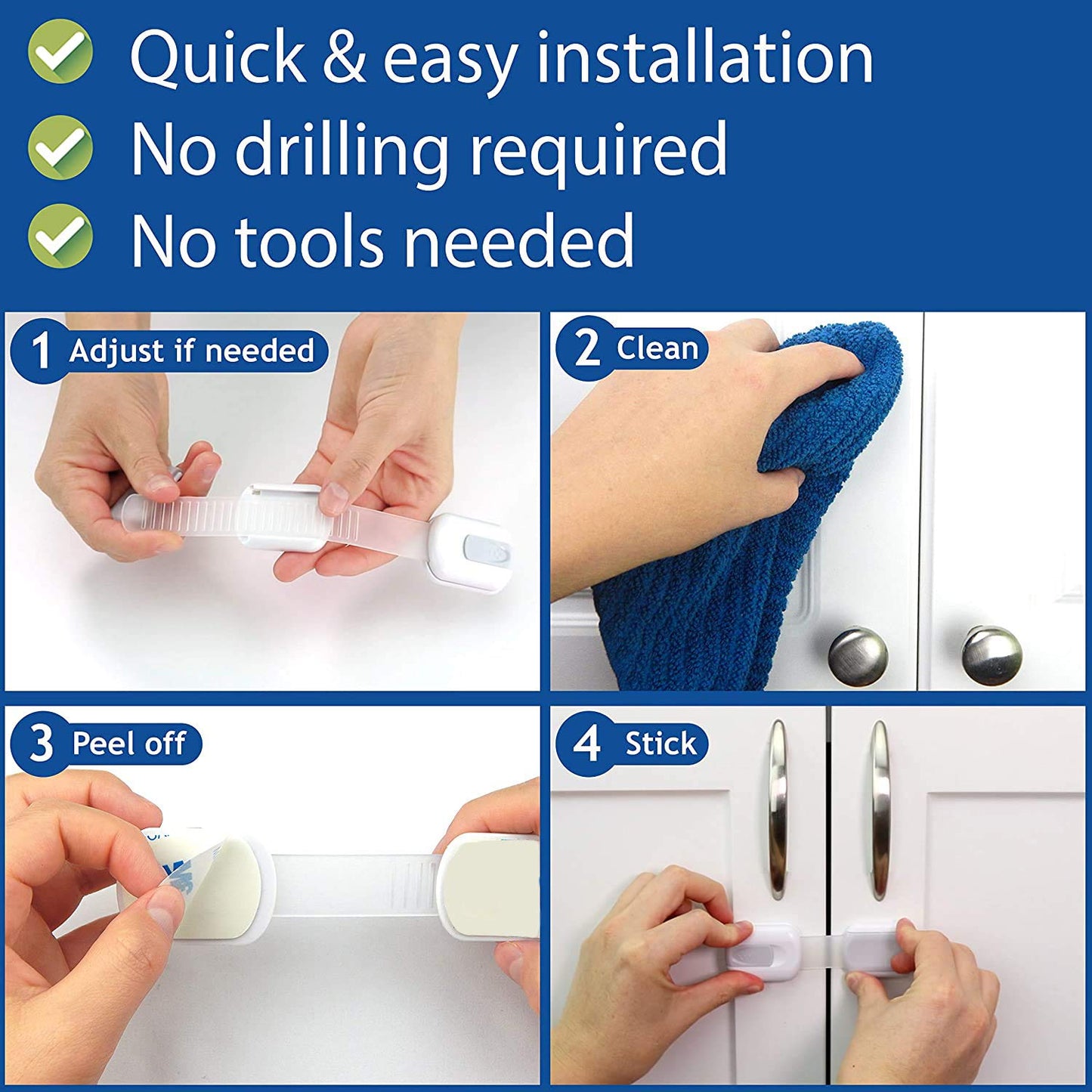 10-Pack Baby Safety Cabinet Locks | Childproof Drawers & Cupboards