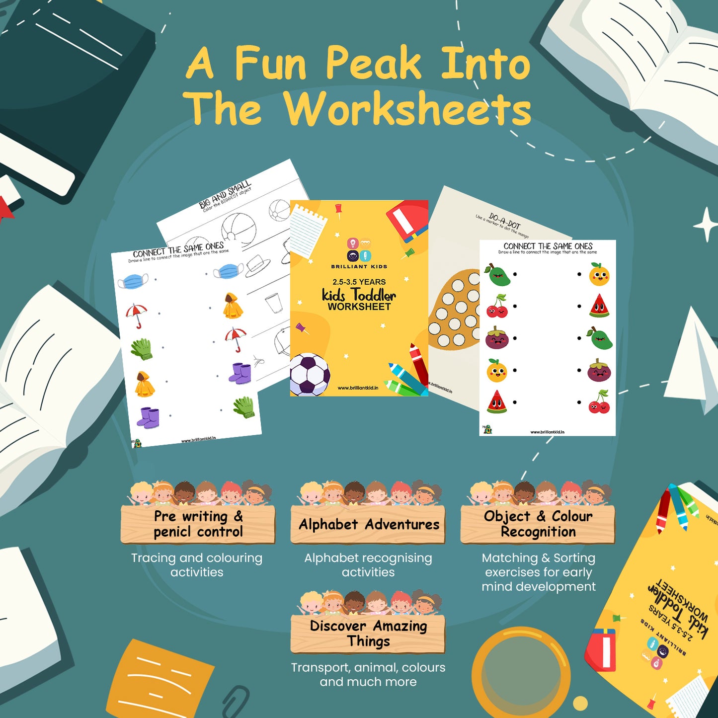 Preschool (2.5 - 3.5 yr) Toddler Worksheets - 90 Pages of Fun Activities to Build Early Writing, Math, and Cognitive