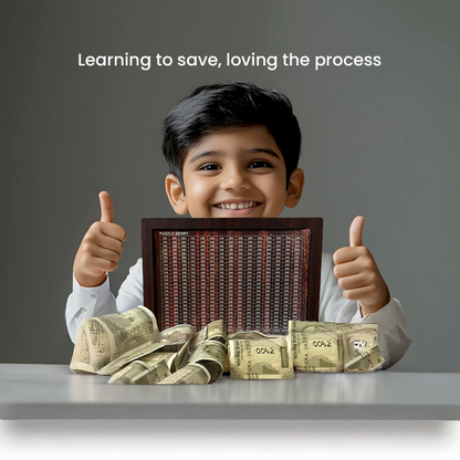 Wooden Money Saving Box for Kids - Target 100,000 Rupees Savings Box